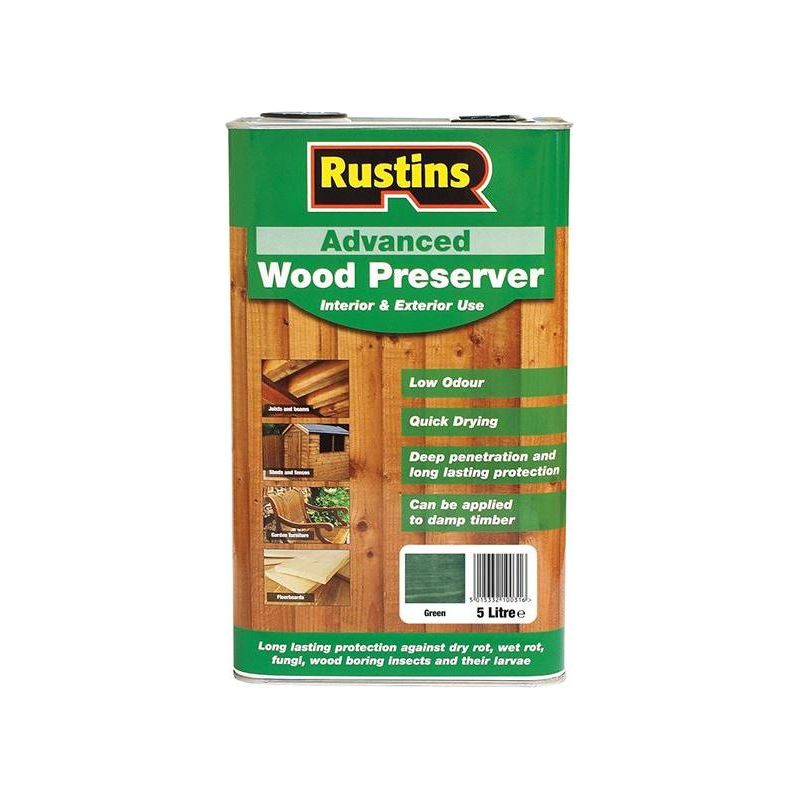 Rustins Advanced Wood Preserver Green 5 litre Rustins - RockBottom Nothampton