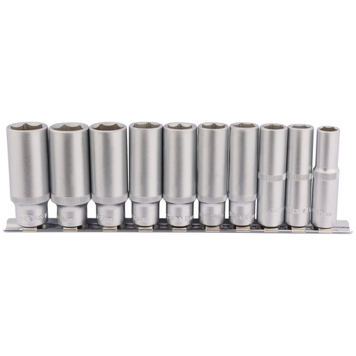 Draper Deep Socket Set on Metal Rail, 3/8" Sq. Dr. (10 Piece) Draper - Town Tools