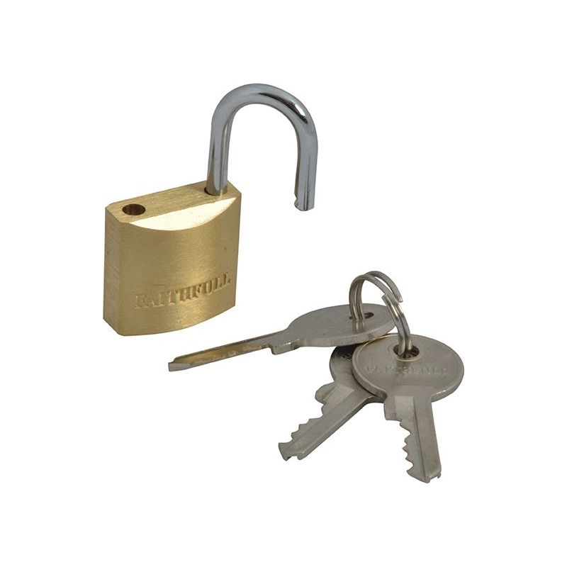 Faithfull Brass Padlock 20mm 3 Keys Faithfull - RockBottom Northampton