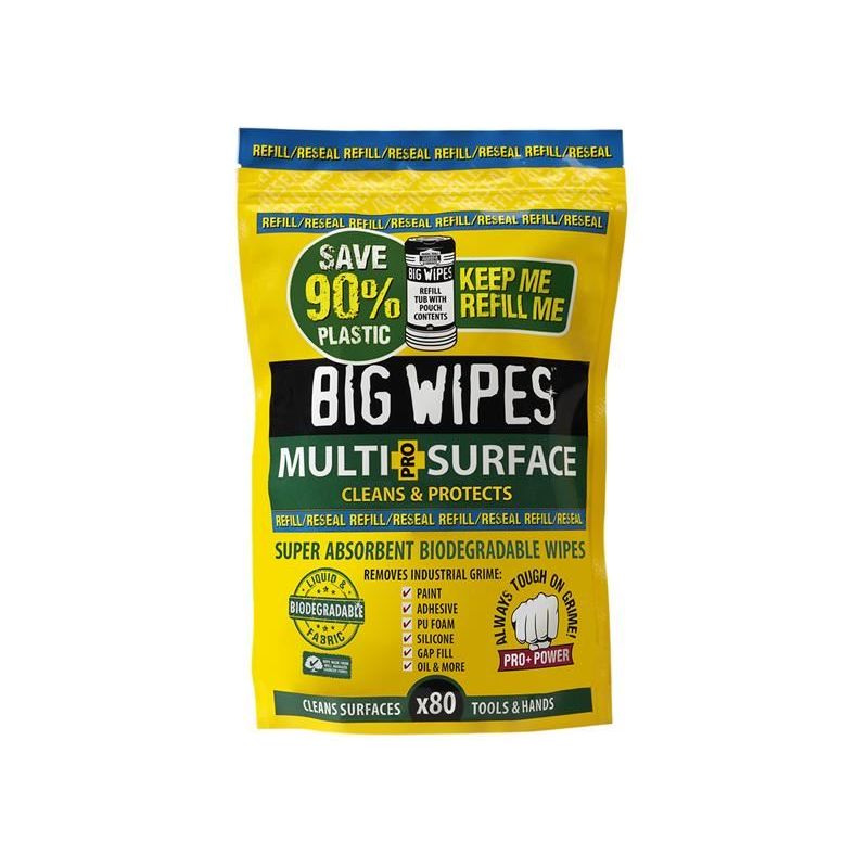 Big Wipes Multi-Surface Bio Pro+ Antiviral Wipes (Refill Pouch 80 Wipes) Big Wipes - NorthantsTrade Northampton