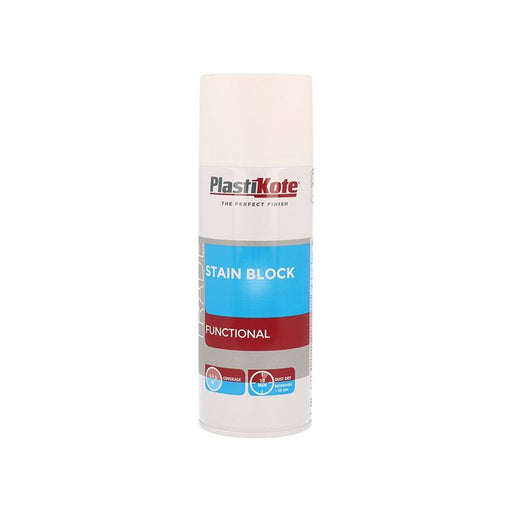 Plastikote Trade Stain Block Spray Paint White 400ml PlastiKote - RockBottom Nothampton