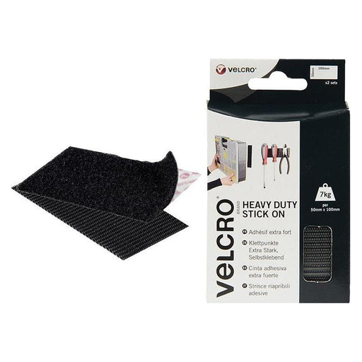 Velcro® Brand VELCRO® Brand Heavy-Duty Stick On Strips (2) 50 x 100mm Black VELCRO® Brand - RockBottom Northampton