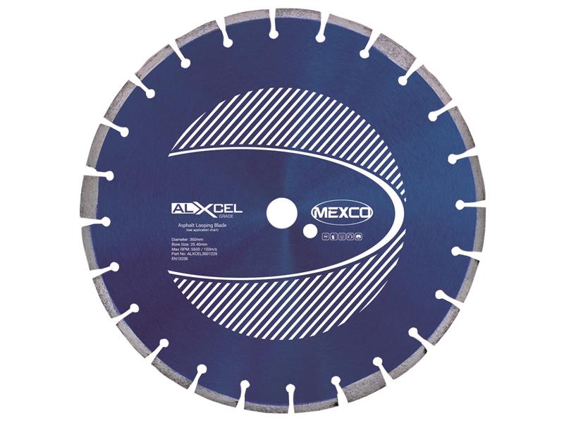 MEXCO Asphalt Looping Diamond Blade 350 x 25.4mm x 12mm Width