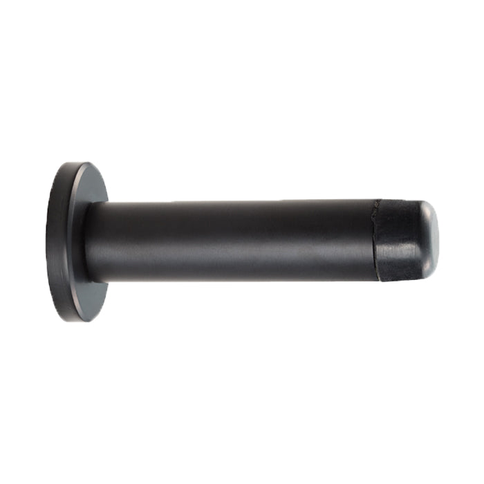 72 X 32Mm Wall Mounted Doorstop On Rose - Concealed Fix - Matt Black