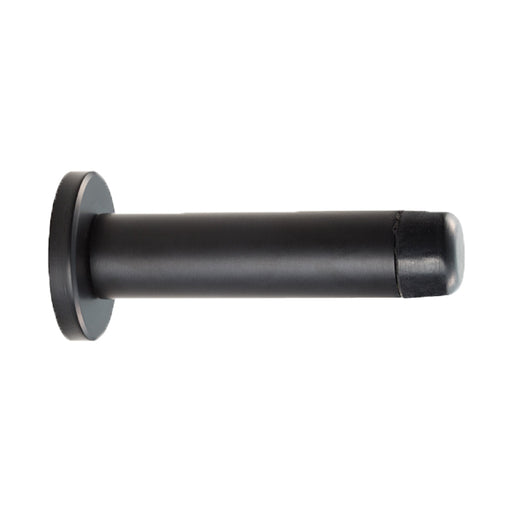 72 X 32Mm Wall Mounted Doorstop On Rose - Concealed Fix - Matt Black