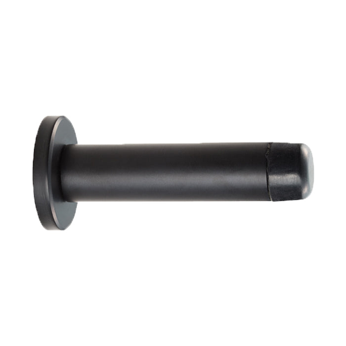 72 X 32Mm Wall Mounted Doorstop On Rose - Concealed Fix - Matt Black