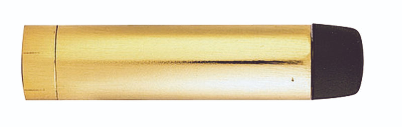 Wall Mounted Cylinder Doorstop - Polished Brass 64MM