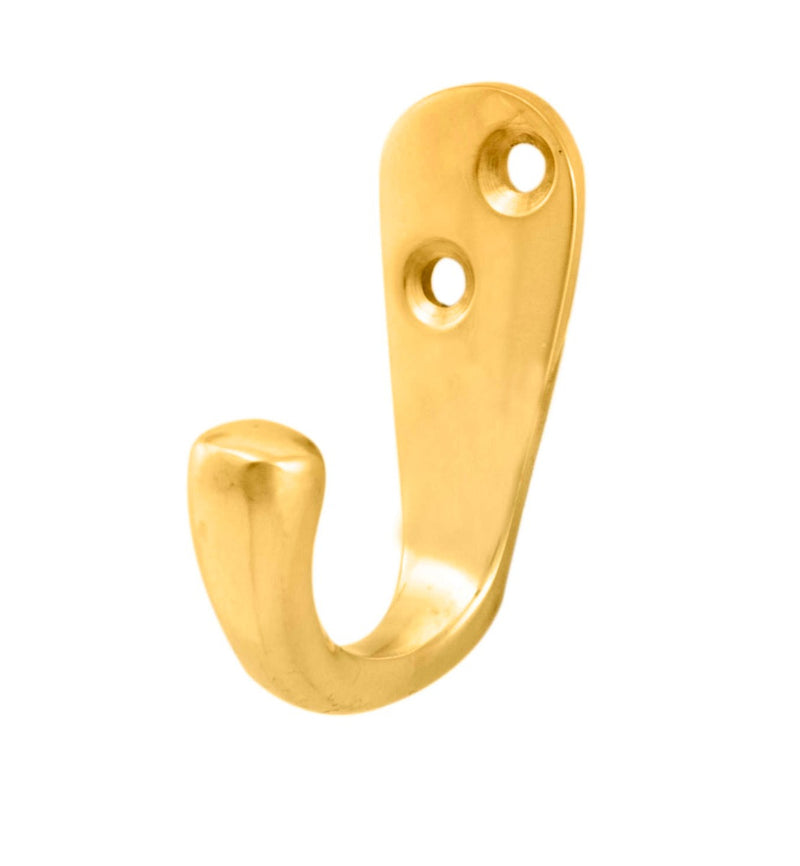 Victorian Single Robe Hook - Polished Brass 45MM