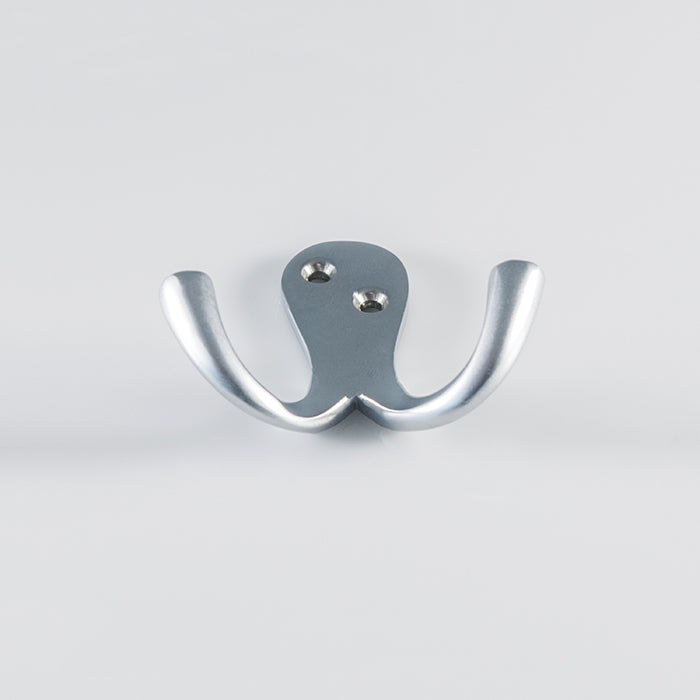 Victorian Double Robe Hook - Satin Chrome 51MM