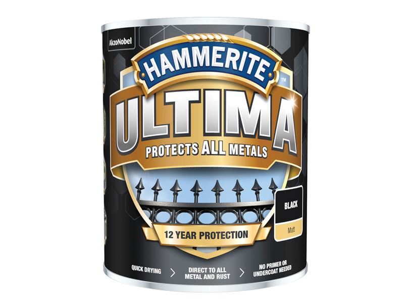 Hammerite Ultima Metal Paint Matt Black 750ml Hammerite - RockBottom Northampton