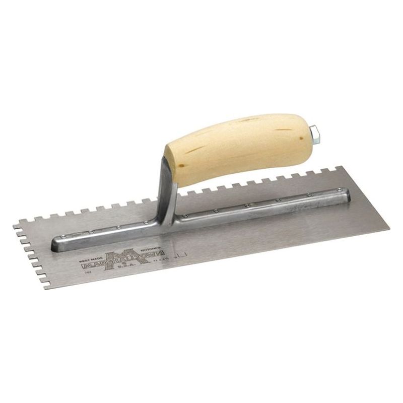 Marshalltown M702S Notched Trowel Square 1/4in Wooden Handle 11 x 4.1/2in Marshalltown - RockBottom Northampton