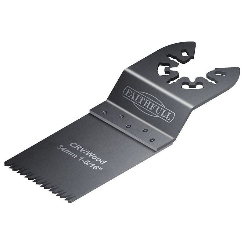 Faithfull Multi-Function Tool CrV Flush Cut Wood Blade Ground Side Set 34mm (Box 100) Faithfull - RockBottom Northampton