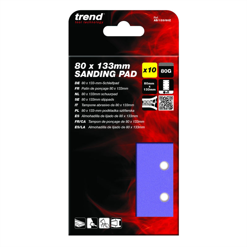 AB/133/80Z - 80 x 133mm 80G Sanding Pad, 10 Pack