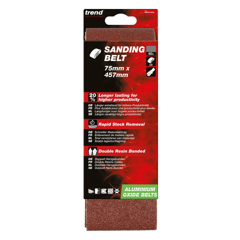 Trend Sanding Belt 60 Grit 75mm x 457mm Heavy Duty