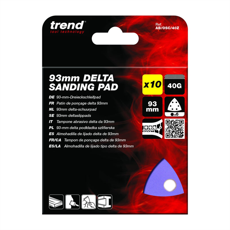 AB/OSC/40Z - 93 x 93mm 40G Delta Sanding Pad, 10 Pack