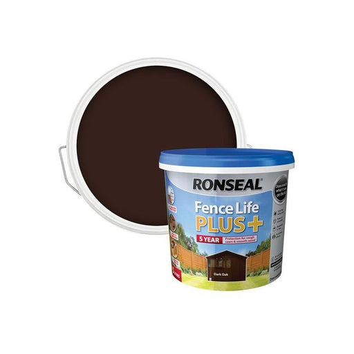 Ronseal Fence Life Plus+ Dark Oak 5 litre Ronseal - RockBottom Nothampton