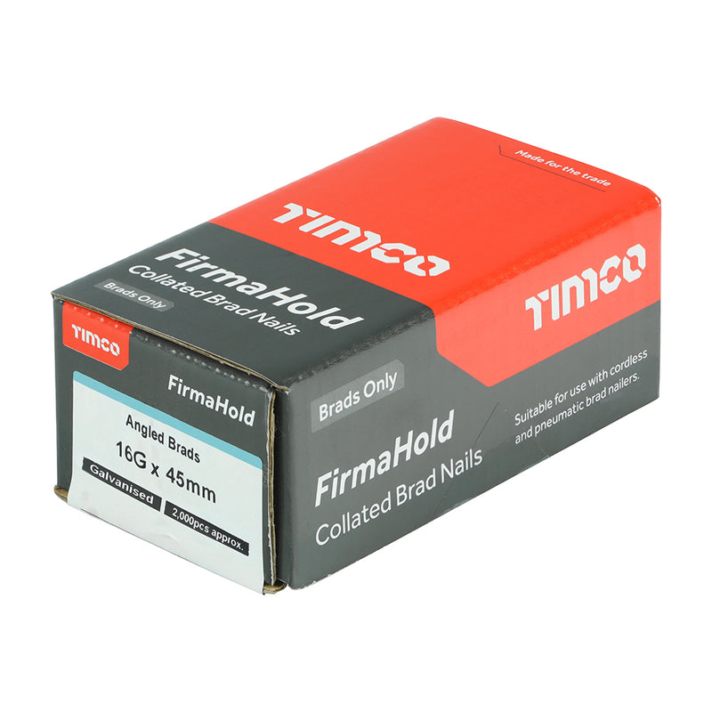 TIMCO FirmaHold Collated 16 Gauge Angled Galvanised Brad Nails - 16g x 32