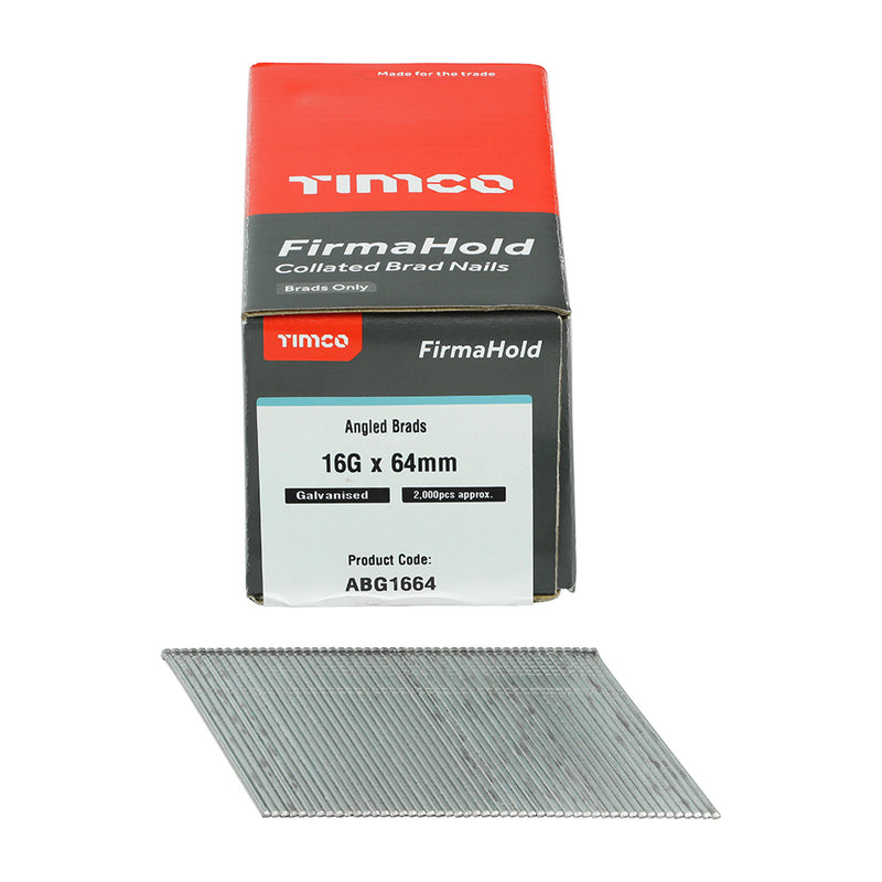 TIMCO FirmaHold Collated 16 Gauge Angled Galvanised Brad Nails - 16g x 32