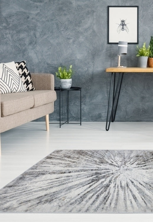 Abstract Burst Rug Grey 160x230cm