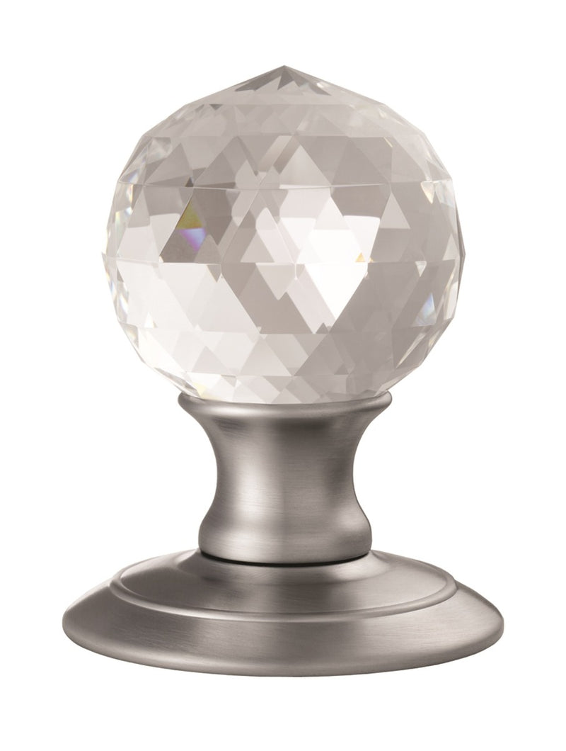 Ice Facetted Crystal Knob - Satin Chrome