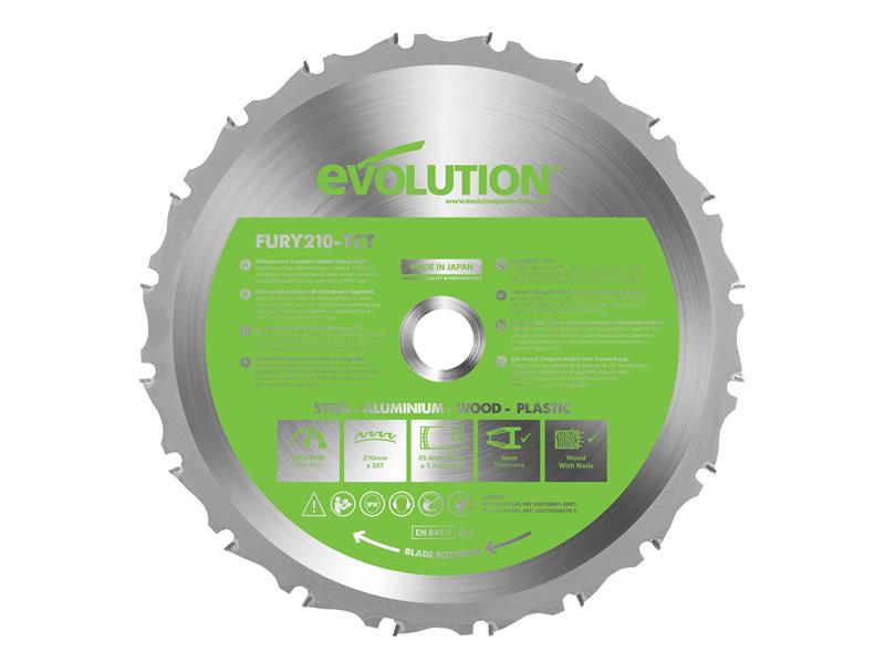 Evolution - FURY® Multi-Purpose TCT Circular Saw Blade 210 x 25.4mm x 20T