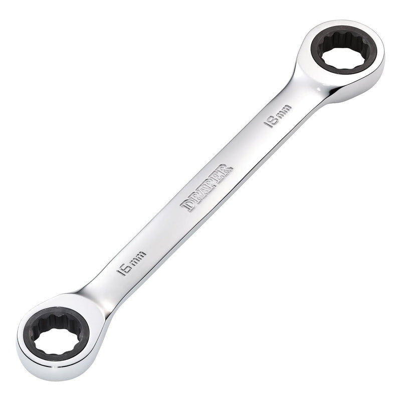 Draper Draper HI-TORQ Metric Double Ratchet Ring Spanner, 16 x 18mm Draper - Town Tools