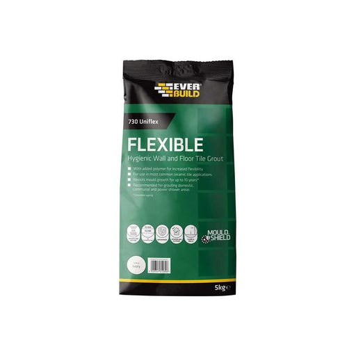 Everbuild Sika 730 Uniflex Hygienic Tile Grout Ivory 5kg Everbuild Sika - RockBottom Northamptin
