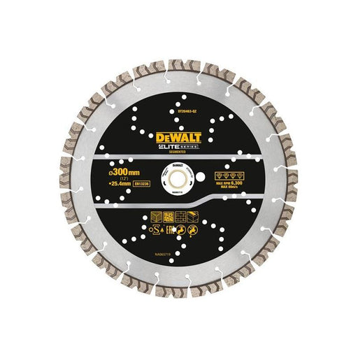 Dewalt Power Tools ELITE SERIES™ All Purpose Diamond Segmented Wheel 300 x 25.4mm DeWALT Power Tools - RockBottom Northampton