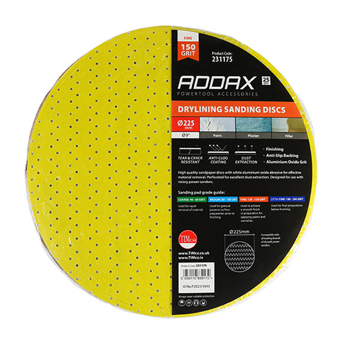 TIMCO Drylining Sanding Discs 120 Grit Yellow - 225mm