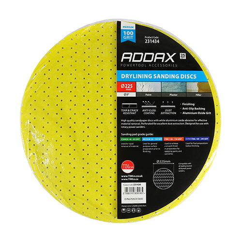 TIMCO Drylining Sanding Discs Grit Yellow