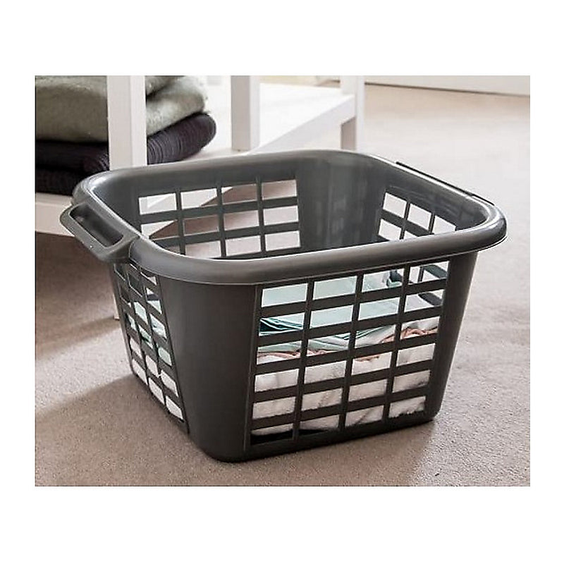 Addis 24 Litre Square Laundry Basket, Metallic - 505977 - Ideal for Laundry Storage