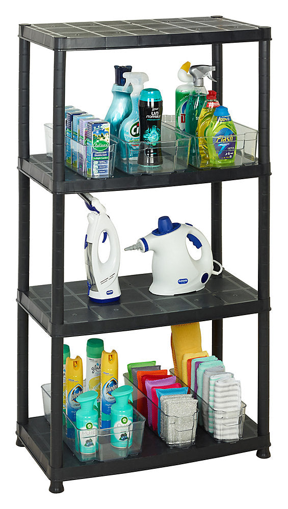 ADDIS 4 Shelf Plastic Storage Unit - Black 516571B&Q