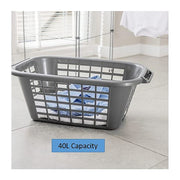 Addis 40 Litre Laundry Basket - Heavy Duty Plastic, Metallic - 510607