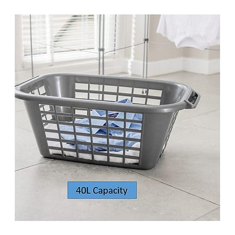 Addis 40 Litre Laundry Basket - Heavy Duty Plastic, Metallic - 510607