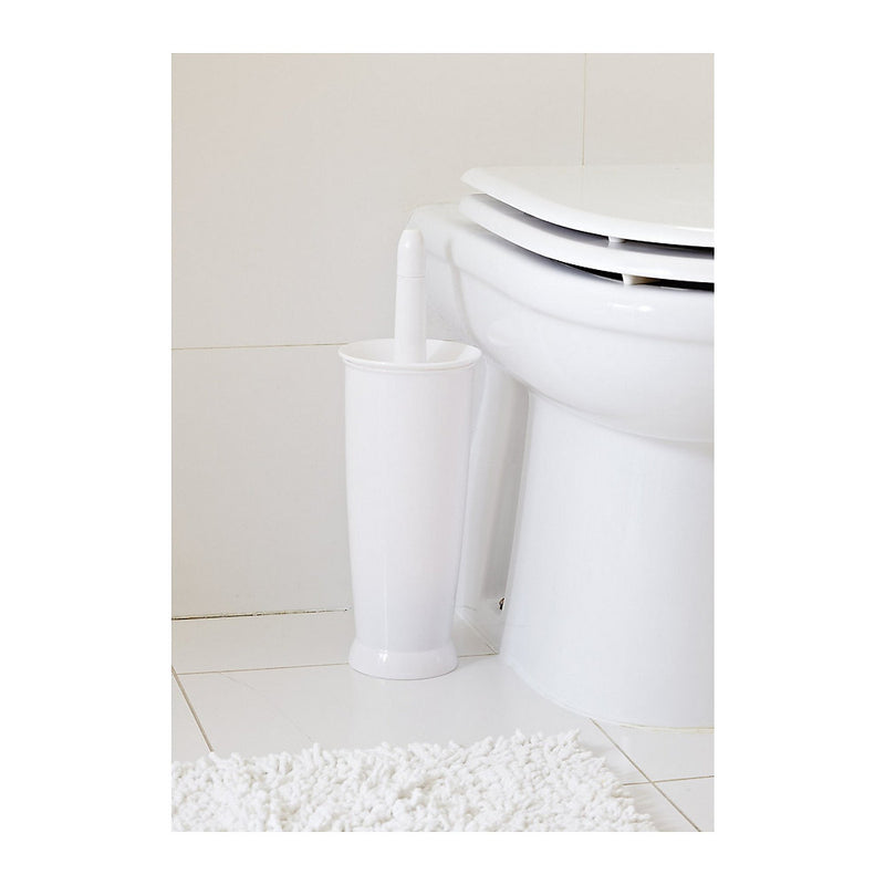Addis Closed Toilet Brush Set, Plastic, White - 510284 - Ideal for Modern Bathrooms
