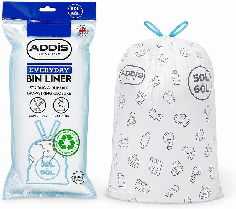 Addis Drawstring Bin Liner 50-60L 15 Liners 520093