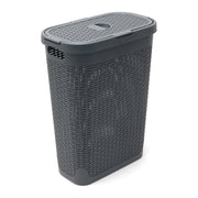 Addis Faux Rattan Slim Laundry Hamper, Charcoal, 40L - 517486