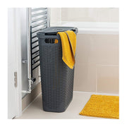 Addis Faux Rattan Slim Laundry Hamper, Charcoal, 40L - 517486