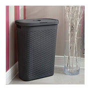 Addis Faux Rattan Slim Laundry Hamper, Charcoal, 40L - 517486