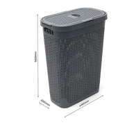 Addis Faux Rattan Slim Laundry Hamper, Charcoal, 40L - 517486