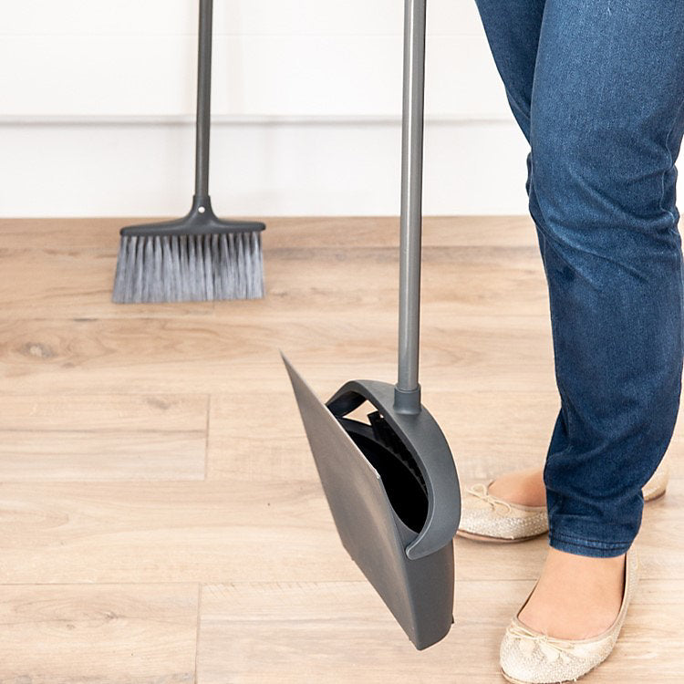 Addis Folding Long Handle Dustpan And Brush Set - Graphite - 508863 - Perfect for Quick Cleanups