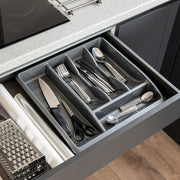 Addis Plastic Drawer Organiser, Metallic, 40 x 38.5 x 6 cm - 510855 - Perfect for Organising Drawers