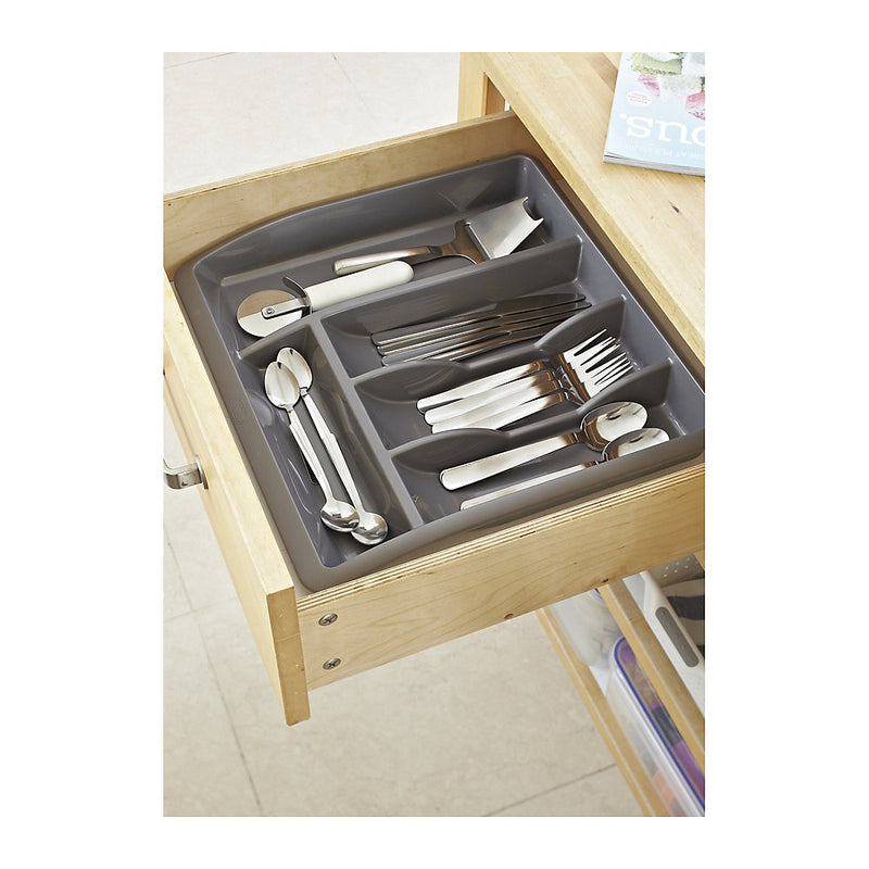 Addis Plastic Drawer Organiser, Metallic, 40 x 38.5 x 6 cm - 510855 - Perfect for Organising Drawers