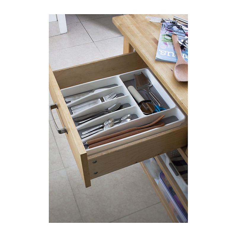 Addis Premium Soft Touch 6 Compartment Cutlery Drawer Organiser Tray - 506988 - Perfect for Organising Drawers