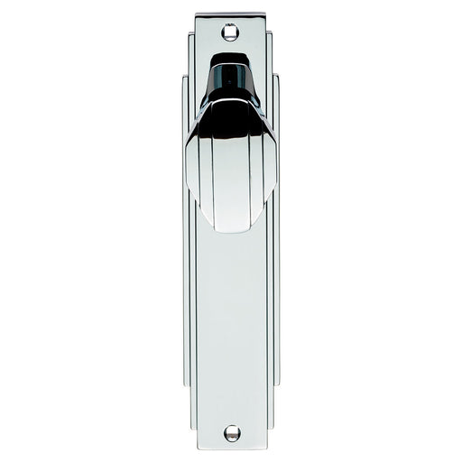 Art Deco Knob On Backplate - Latch - Polished Chrome 205 x 45mm