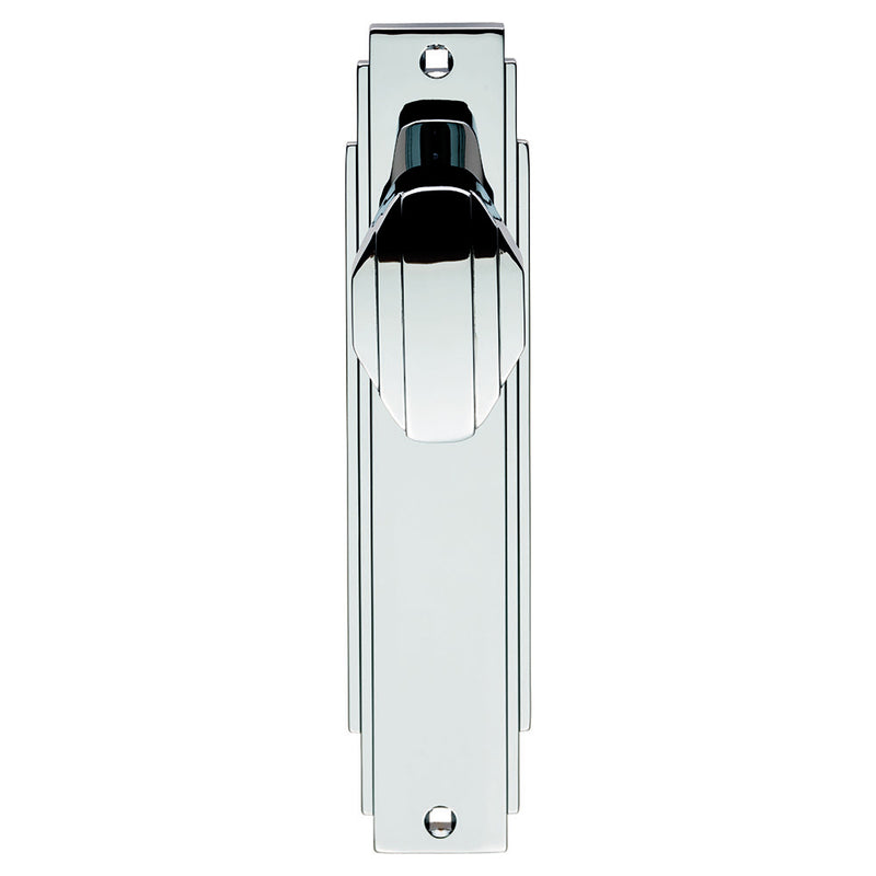 Art Deco Knob On Backplate - Latch - Polished Chrome 205 x 45mm