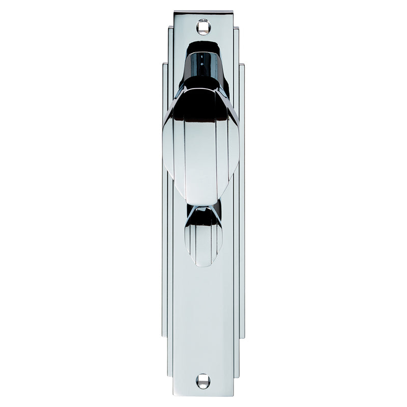 Art Deco Knob On Backplate - Bathroom 57Mm C/C - Polished Chrome 205 x 45mm