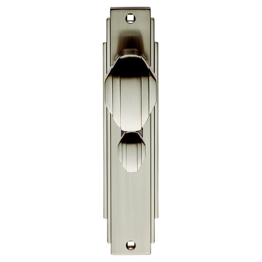 Art Deco Knob On Backplate - Bathroom 57Mm C/C - Satin Nickel 205 x 45mm