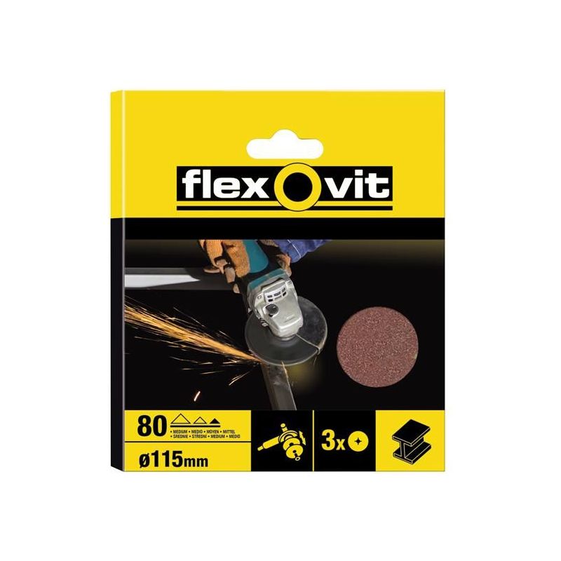 Flexovit Aluminium Oxide Fibre Disc 115mm Medium 50G (Pack 10) Flexovit - RockBottom Northampton