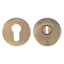 2 Star Security Escutcheon Set - Antique Brass